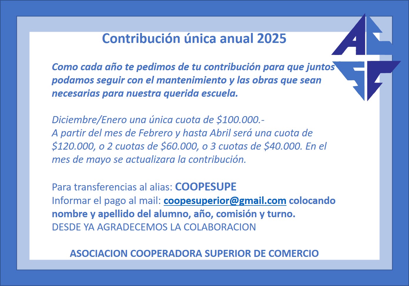 25 Años Asociación Coopersadora Superior de Comercio